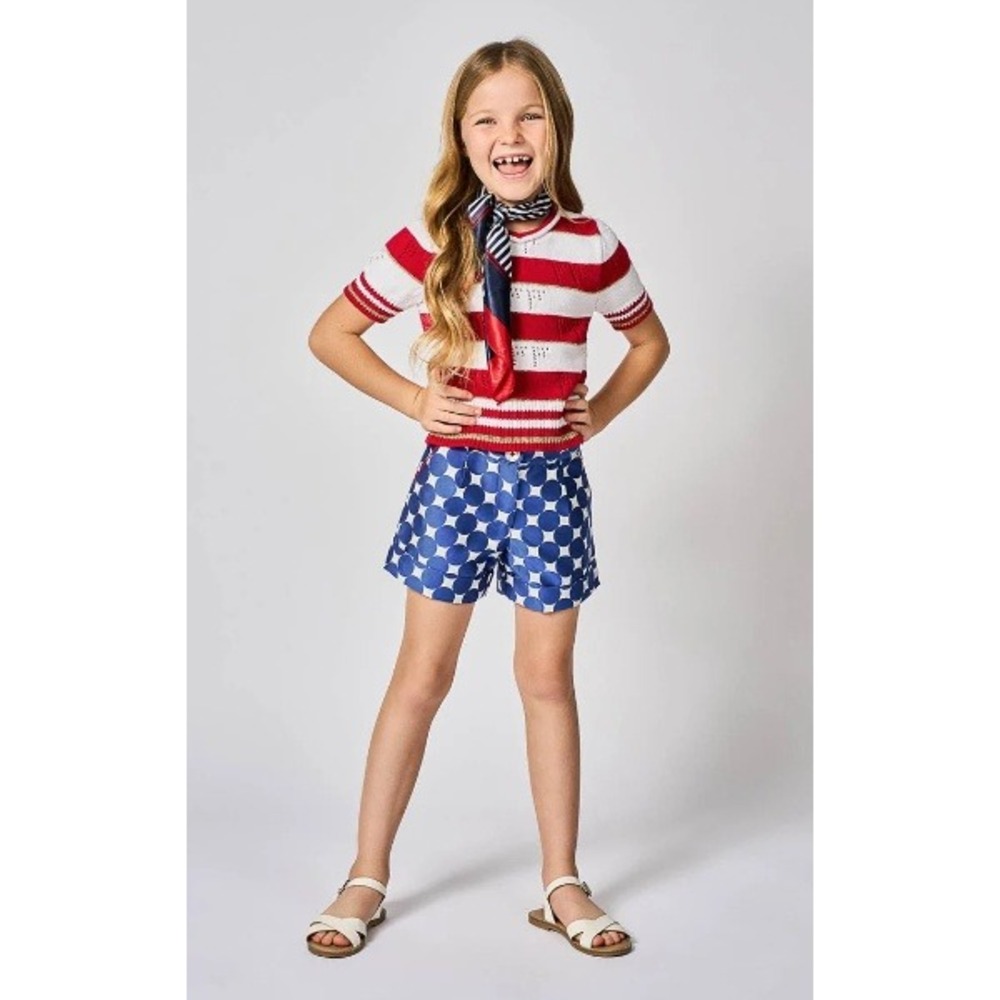Finding Foxtale Salute Sweater Girls 10 NWT Red White Gold Pointelle Knit